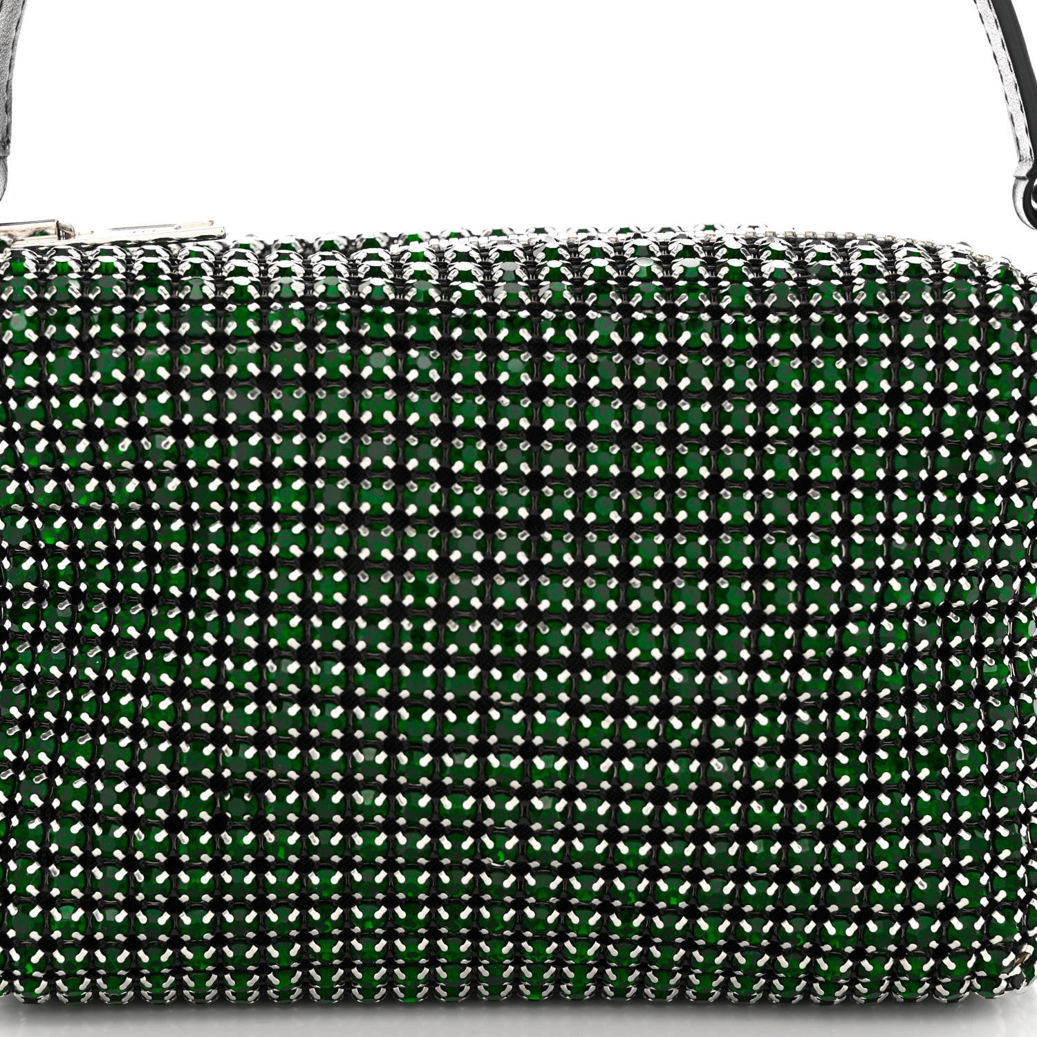 Alexander Wang Mesh Crystal Rhinestone Mini Heiress Pouch Emerald Green 7 of 9
