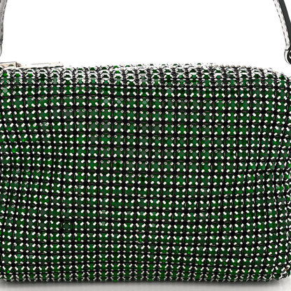 Alexander Wang Mesh Crystal Rhinestone Mini Heiress Pouch Emerald Green 7 of 9