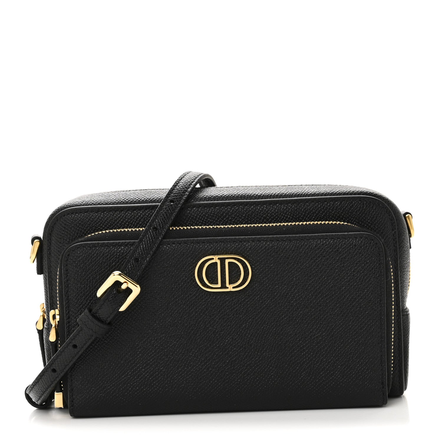 Christian Dior Grained Calfskin Caro Double Pouch Black 1 of 10