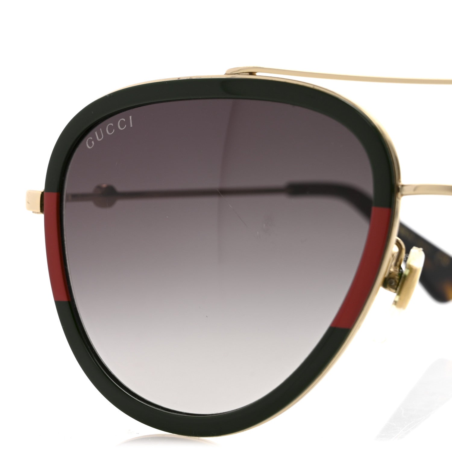 Gucci Metal Web Aviator Sunglasses GG0062S Green Red 7 of 7
