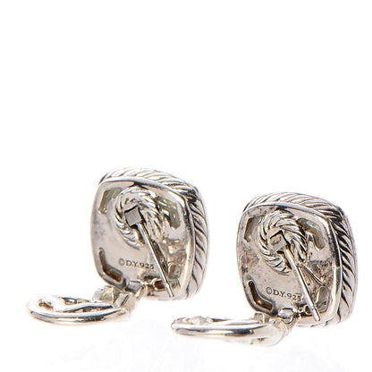 David Yurman Sterling Silver Diamond Prasiolite 11mm Albion Earrings 3 of 11
