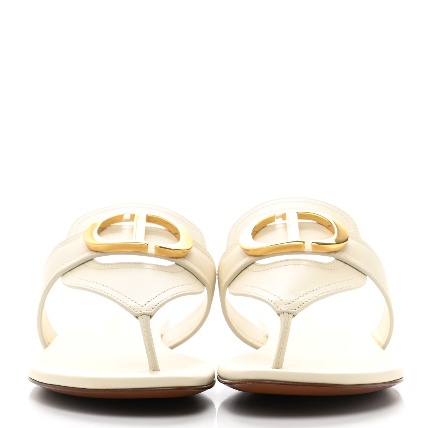 Christian Dior Calfskin 30 Montaigne Thong Sandals 36.5 White 2 of 9