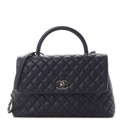 Chanel Caviar Quilted Medium Coco Handle Flap Navy Blue 1 of 9