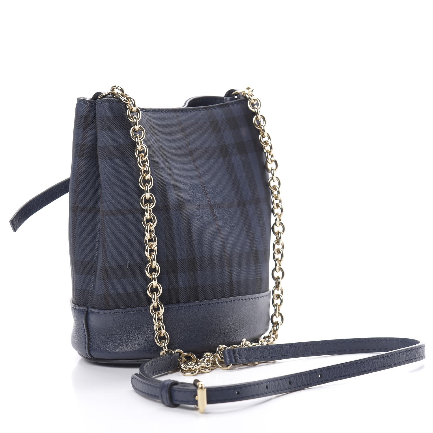Burberry Overdyed Canvas Horseferry Check Baby Bucket Bag Blue Carbon 3 of 13