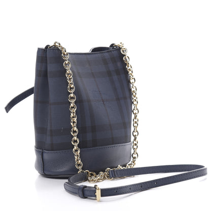 Burberry Overdyed Canvas Horseferry Check Baby Bucket Bag Blue Carbon 3 of 13