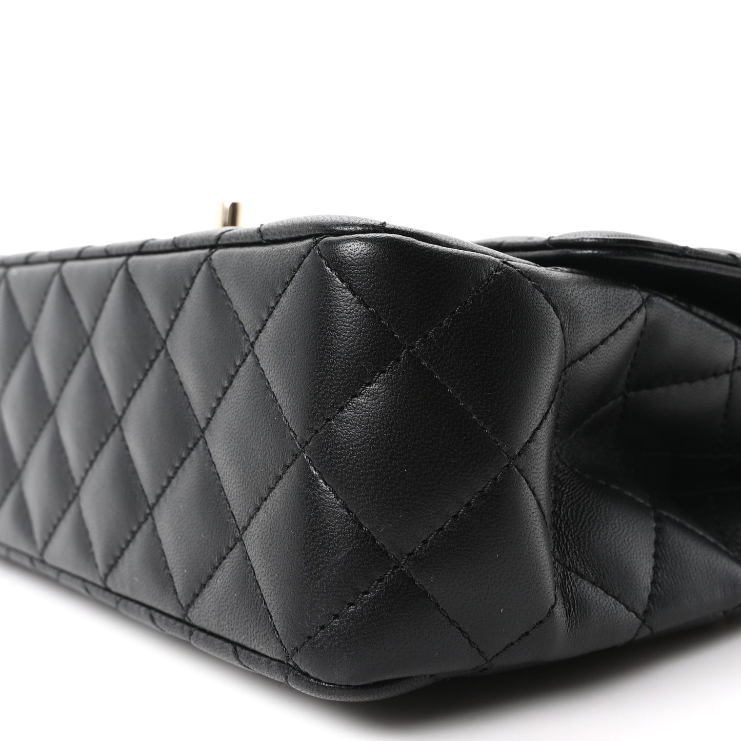 Lambskin Quilted Crystal Top Handle Small Rectangular Flap Black