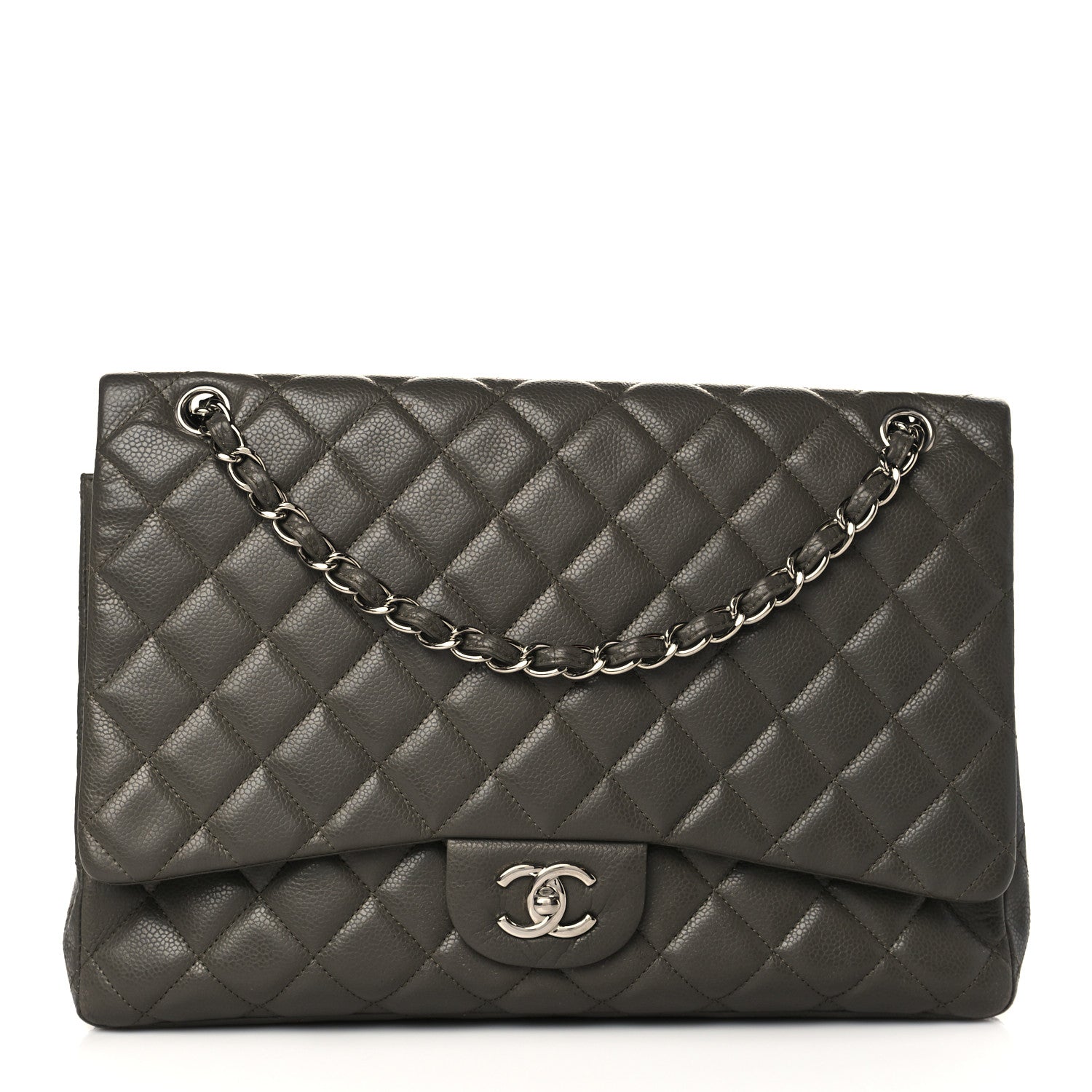 Chanel Caviar Quilted Maxi Single Flap Grey 1 of 9