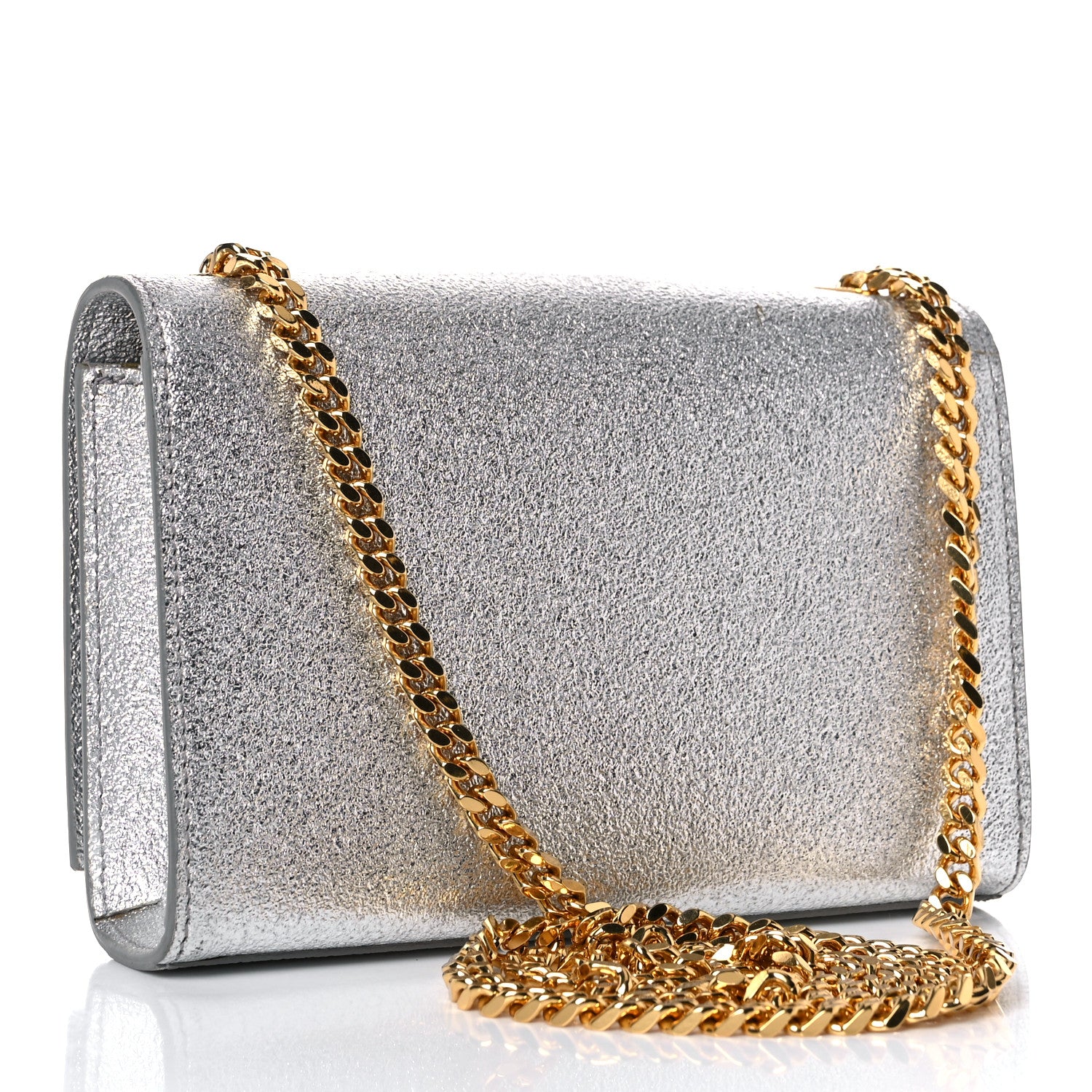 Saint Laurent Metallic Calfskin Small Classic Monogram Kate Satchel Platine 2 of 10