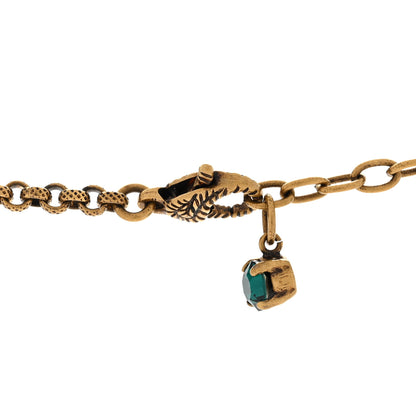 Gucci Crystal Embellished Double G Necklace Aged Gold Red 4 of 6