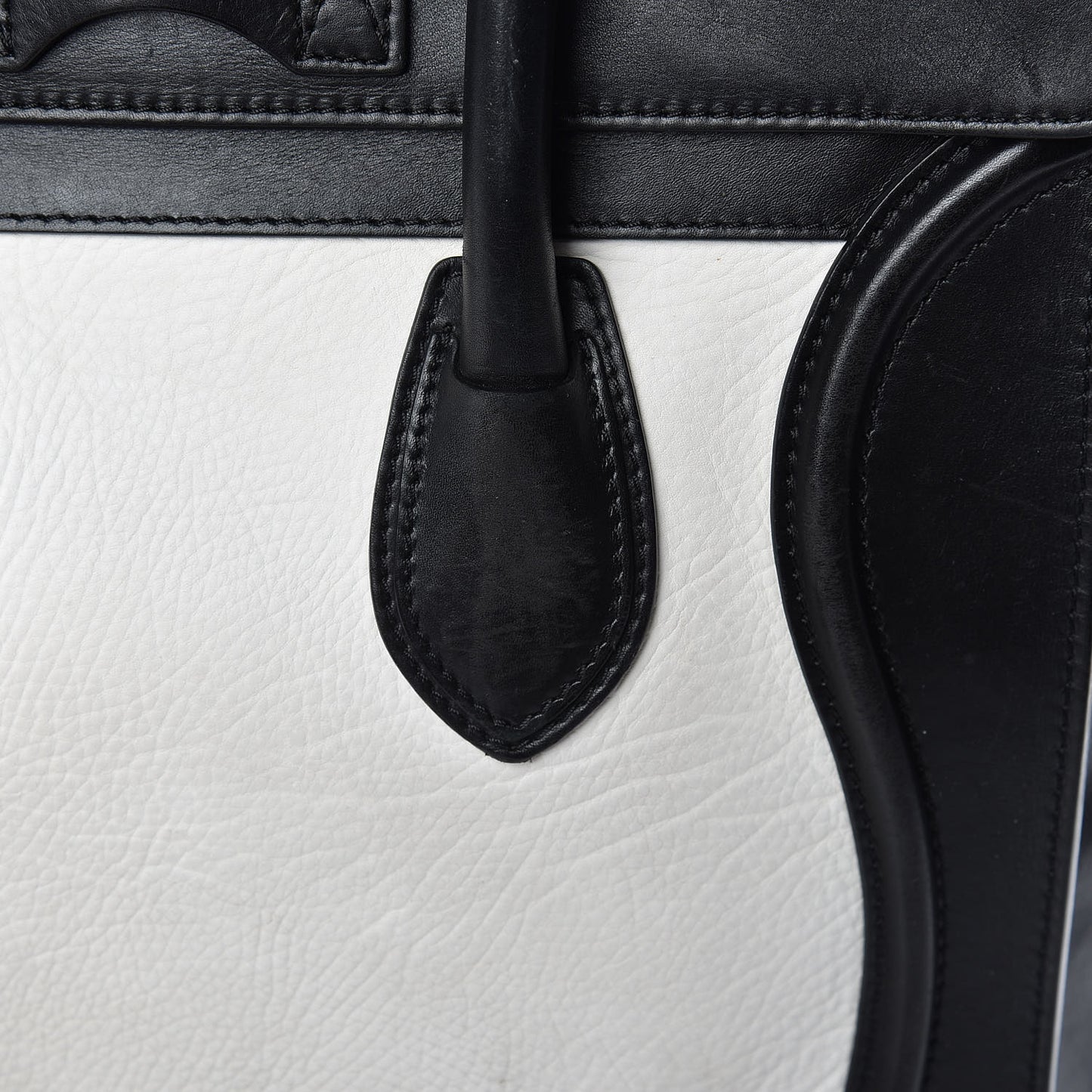 Smooth Calfskin Shrunken Lambskin Mini Bi-Color Luggage Black White