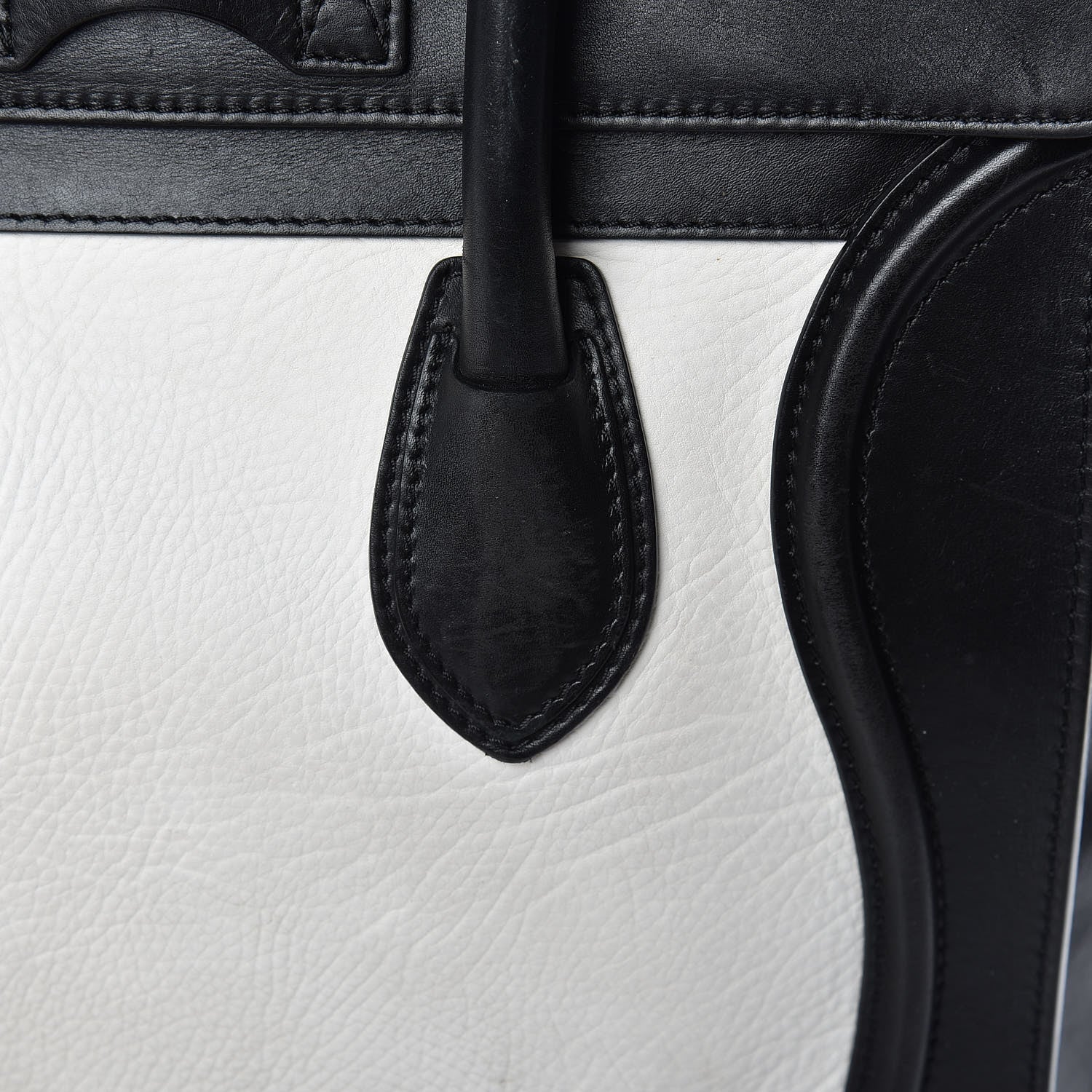 Celine Smooth Calfskin Shrunken Lambskin Mini Bi-Color Luggage Black White 28 of 31