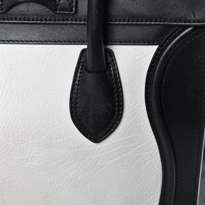 Celine Smooth Calfskin Shrunken Lambskin Mini Bi-Color Luggage Black White 28 of 31