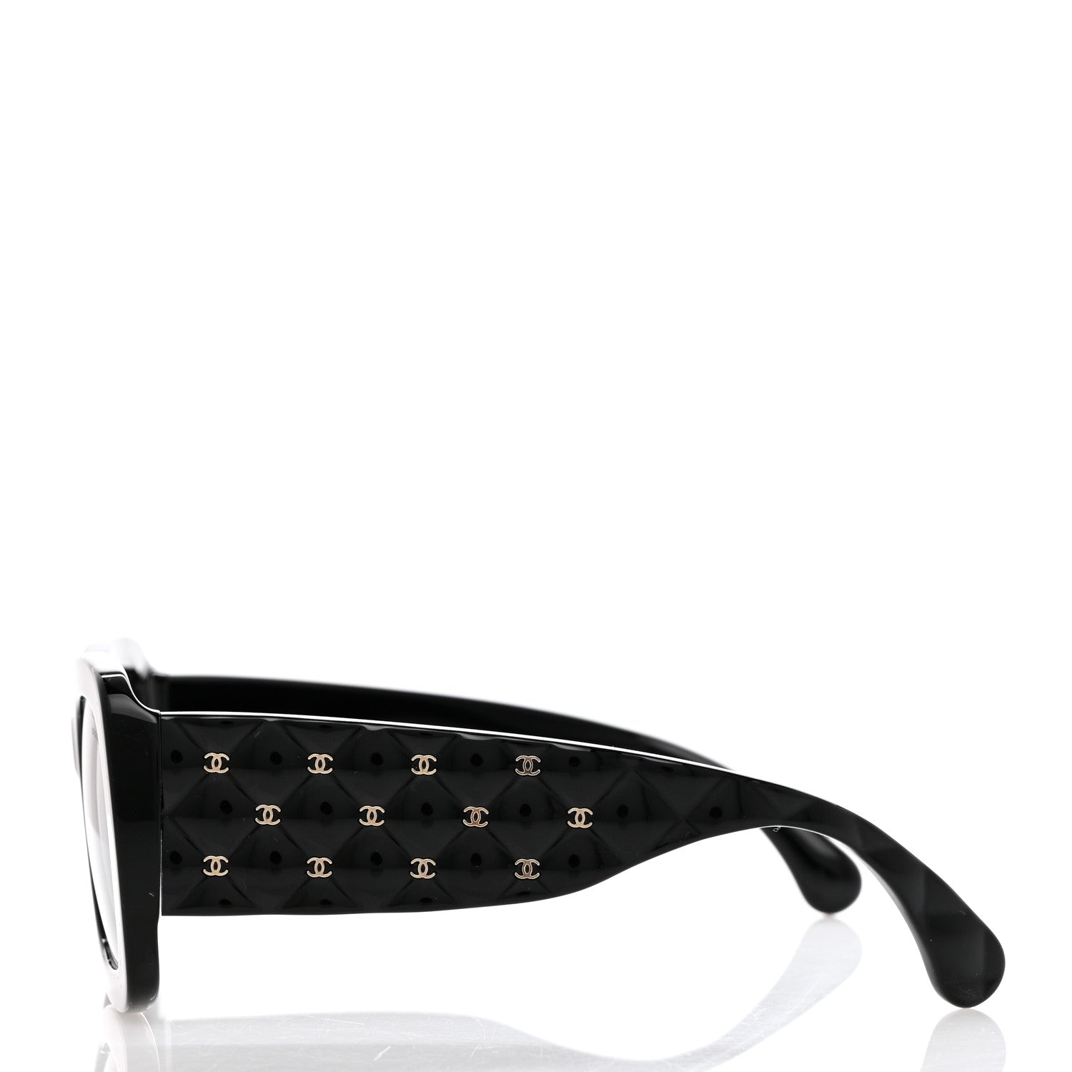 Chanel Acetate Quilted CC Rectangle Sunglasses 5483-A Black 3 of 8