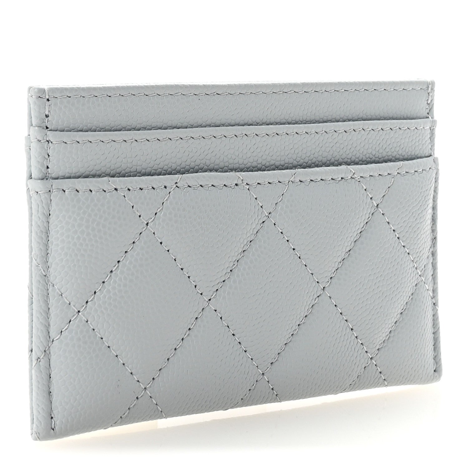 Chanel Caviar Quilted Crystal CC Logo Card Holder Light Blue 3 of 9