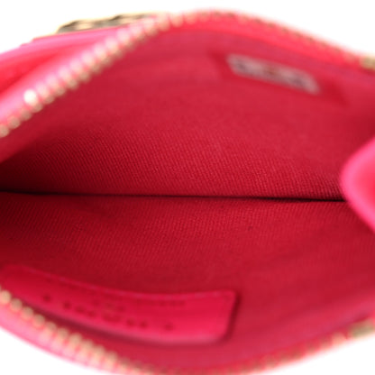 Chanel Patent Chevron Quilted Boy Zip Card Holder Neon Pink 5 of 9