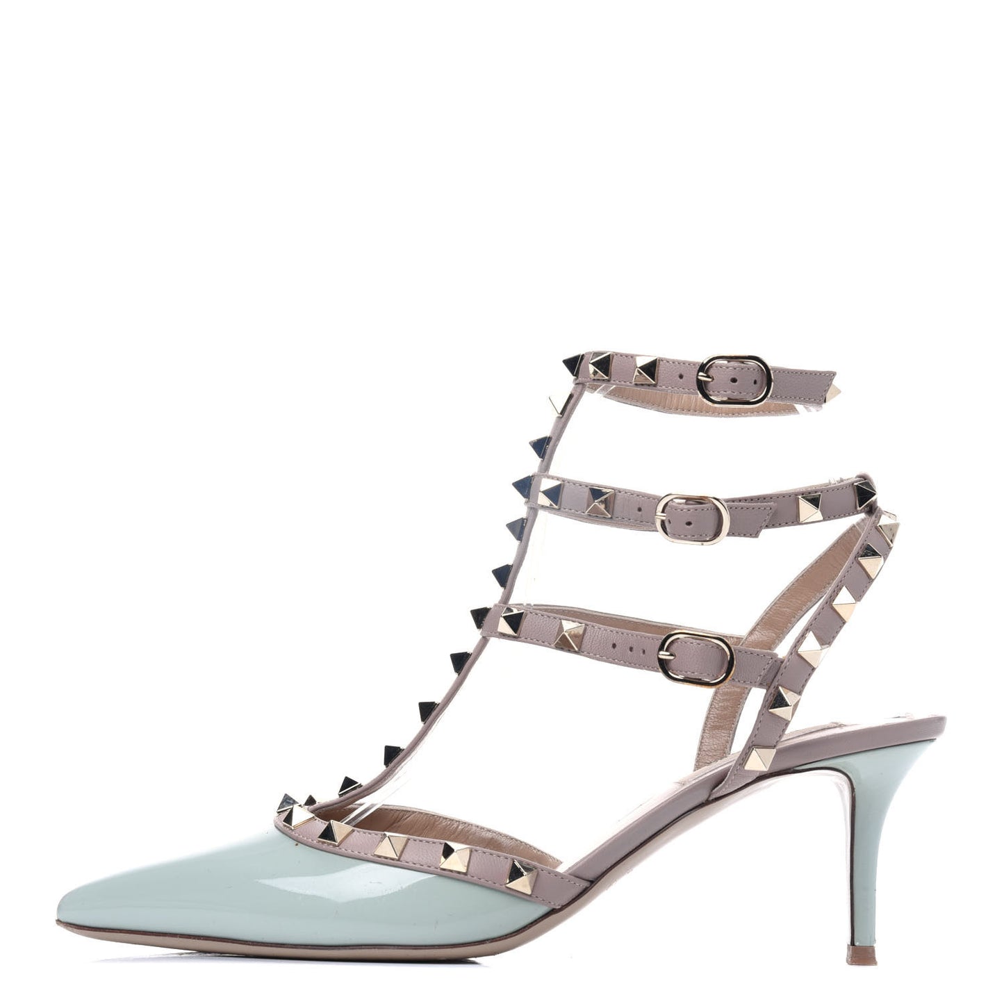 Patent Nappa Rockstud Ankle Strap 65mm Pumps 39 Water Green Poudre