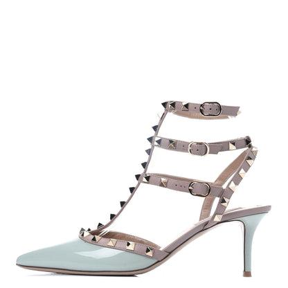 Valentino Garavani Patent Nappa Rockstud Ankle Strap 65mm Pumps 39 Water Green Poudre 1 of 22