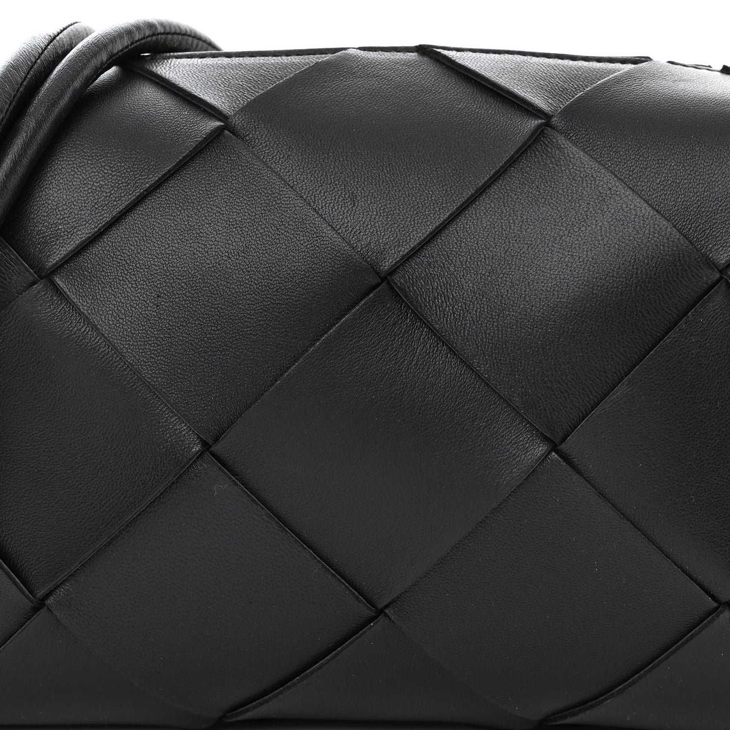 Lambskin Maxi Intrecciato Small Cassette Camera Bag Black