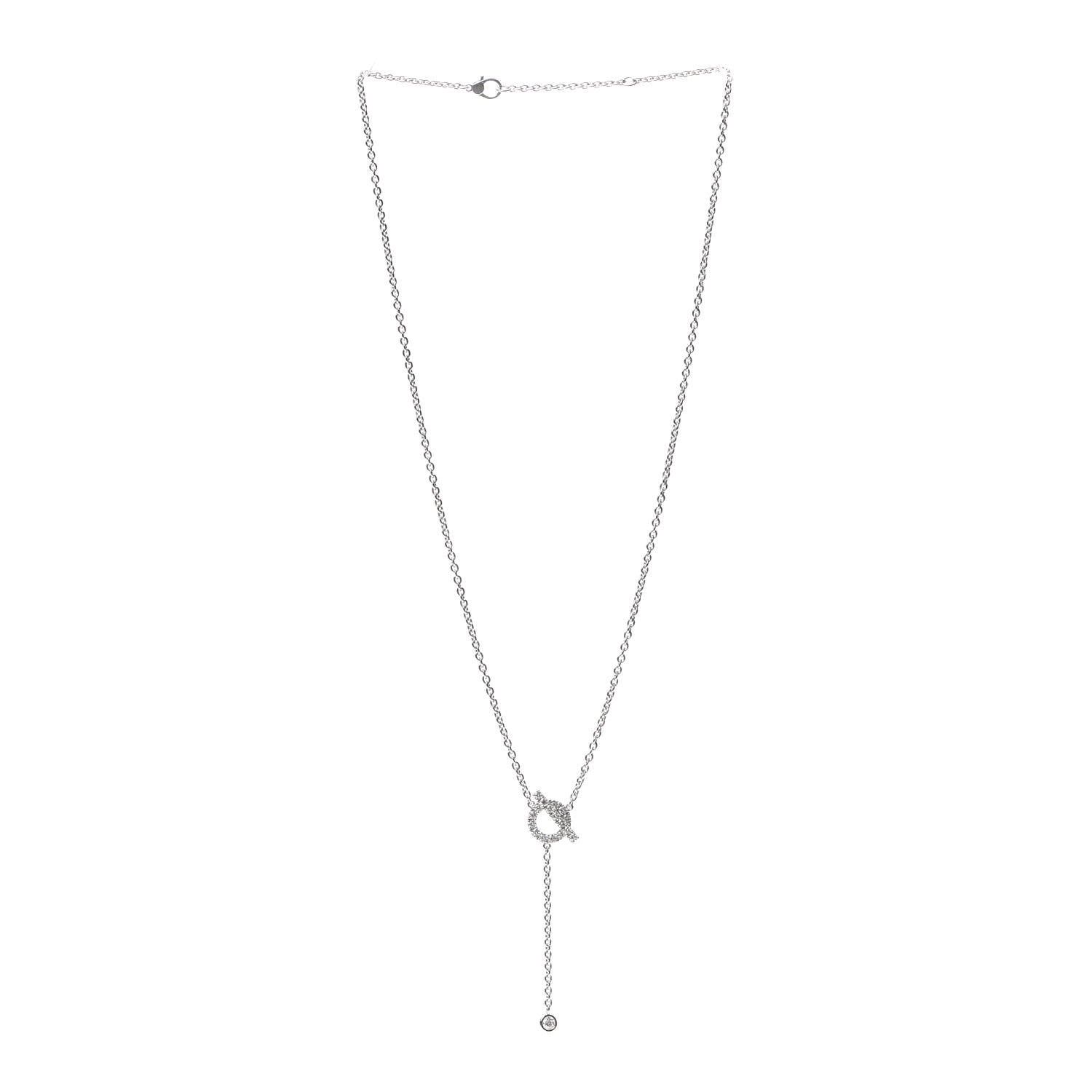 Hermes 18K White Gold Diamond Finesse Lariat Necklace 3 of 6