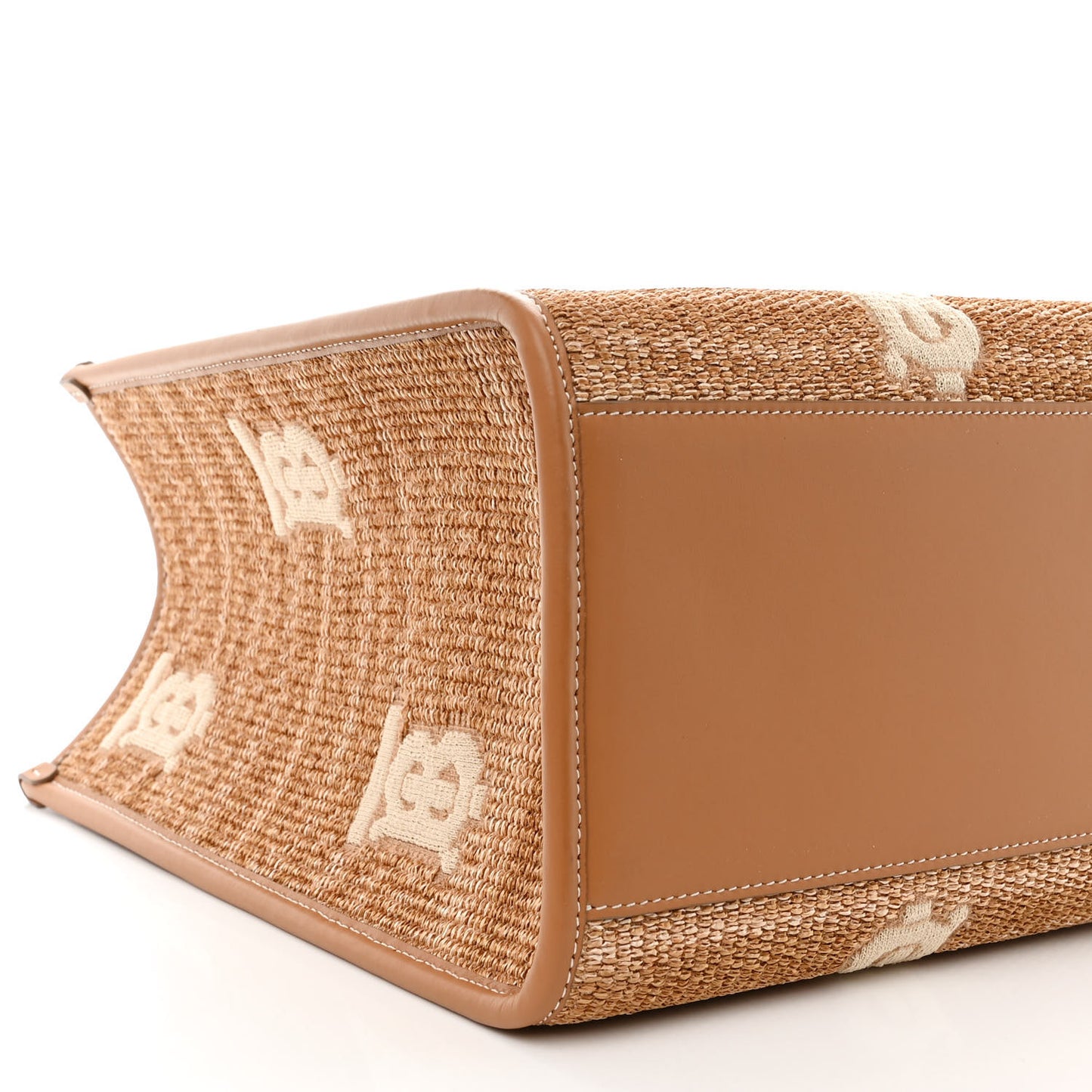 Raffia Calfskin Large Freya Tote Natural