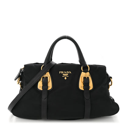 Prada Tessuto Nylon Soft Calfskin Shopping Satchel Black 1 of 11