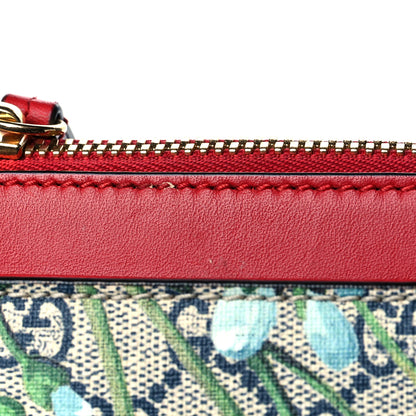 Gucci GG Supreme Monogram Blooms Medium Zippered Bucket Tote Beige Blue Navy Hibiscus Red 14 of 14