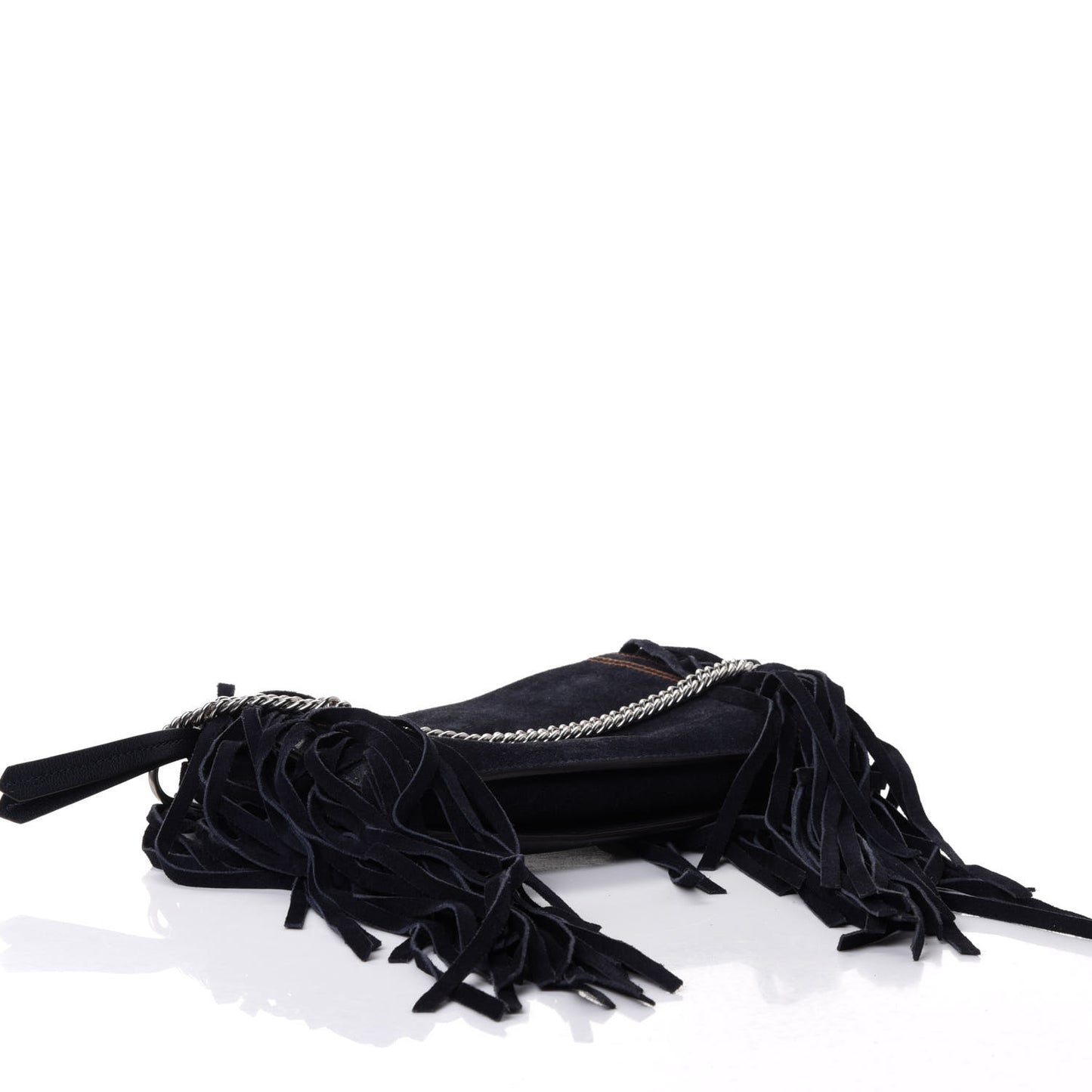 Calfskin Suede Fringe Cross 3 Crossbody Bag Dark Blue