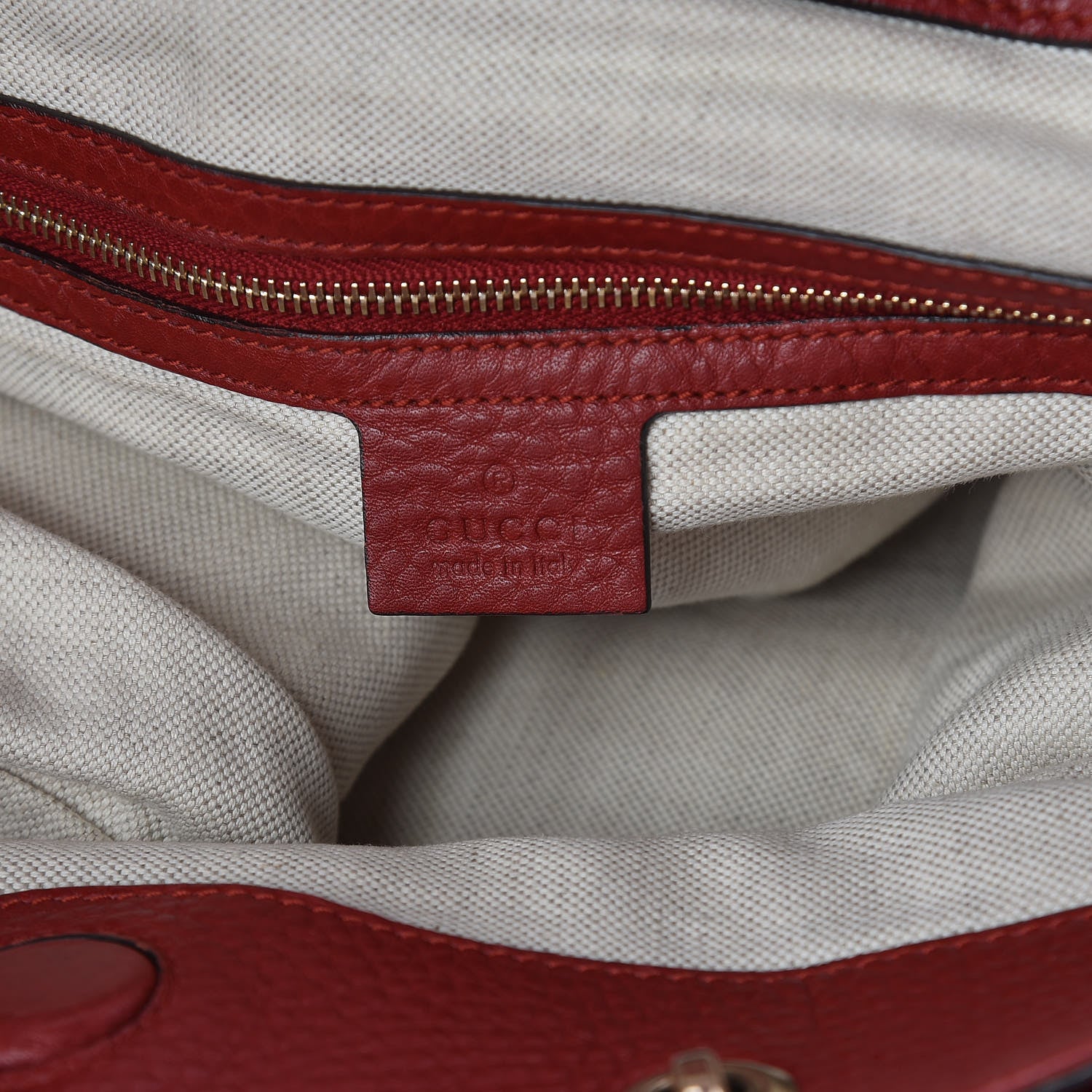 Gucci Pebbled Calfskin Bamboo Shopper Tote Red 10 of 13