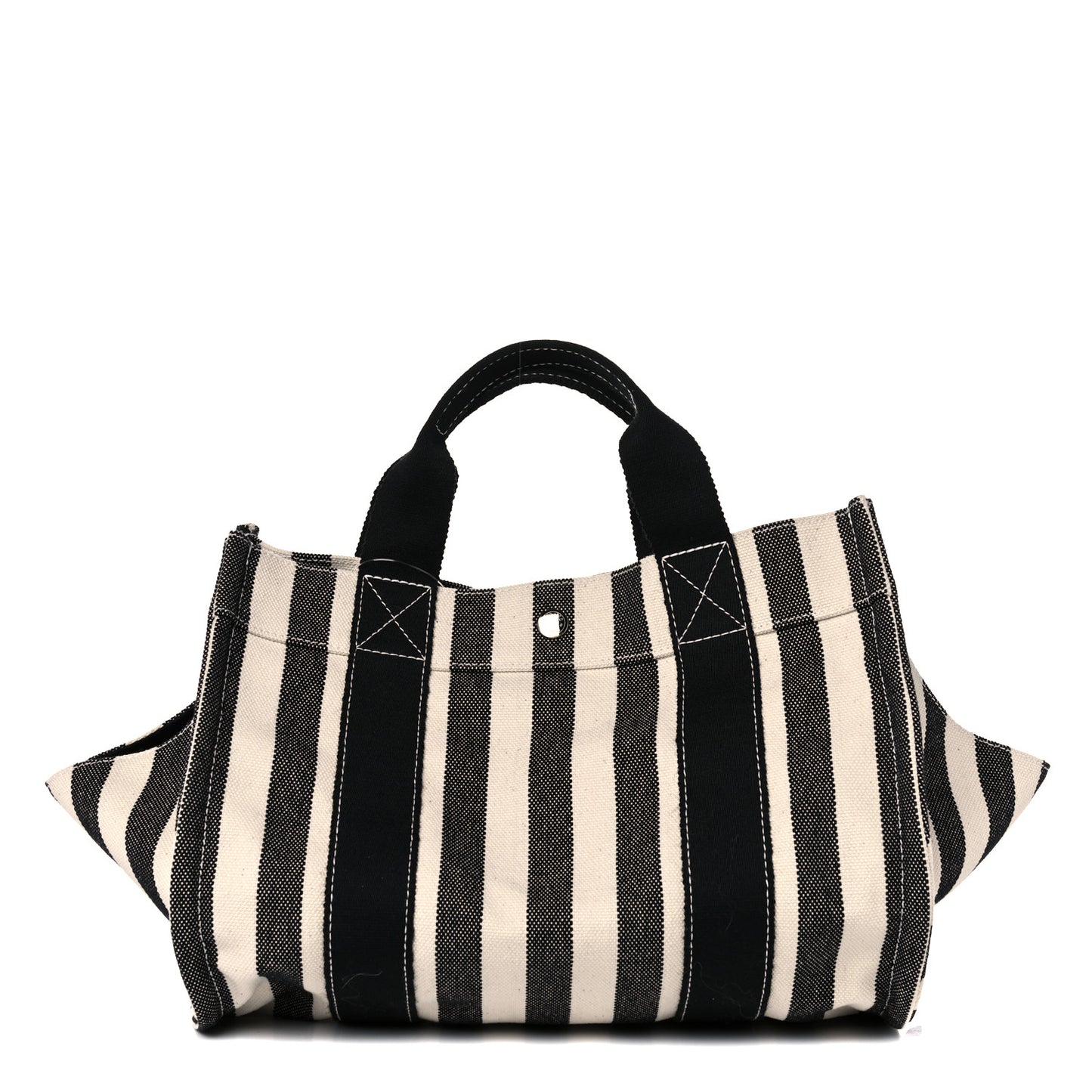 Canvas Striped Cannes Beach Bag PM Nacre Black