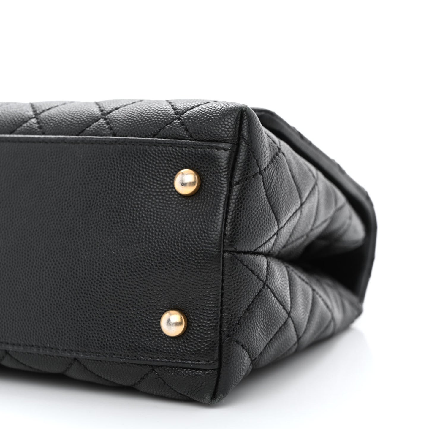 Caviar Lizard Embossed Quilted Small Coco Handle Flap Black