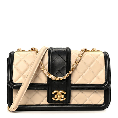Chanel Lambskin Quilted Medium Elegant CC Flap Beige Black 1 of 11
