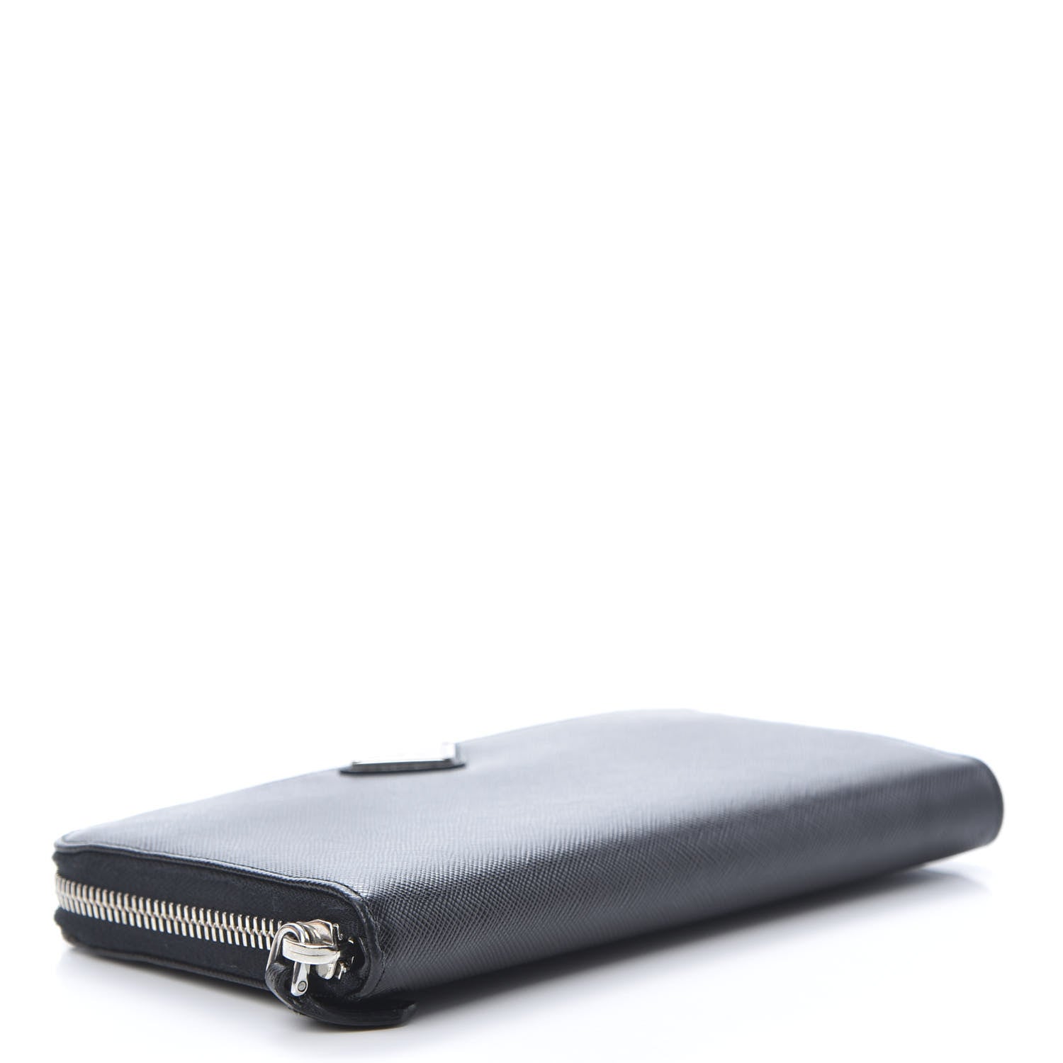 Prada Saffiano Oro Zip Around Wallet Black 4 of 9