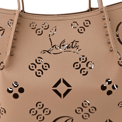 Christian Louboutin Calfskin Perforated Loubinthesky Small Cabarock Spikes Tote Beige 7 of 10