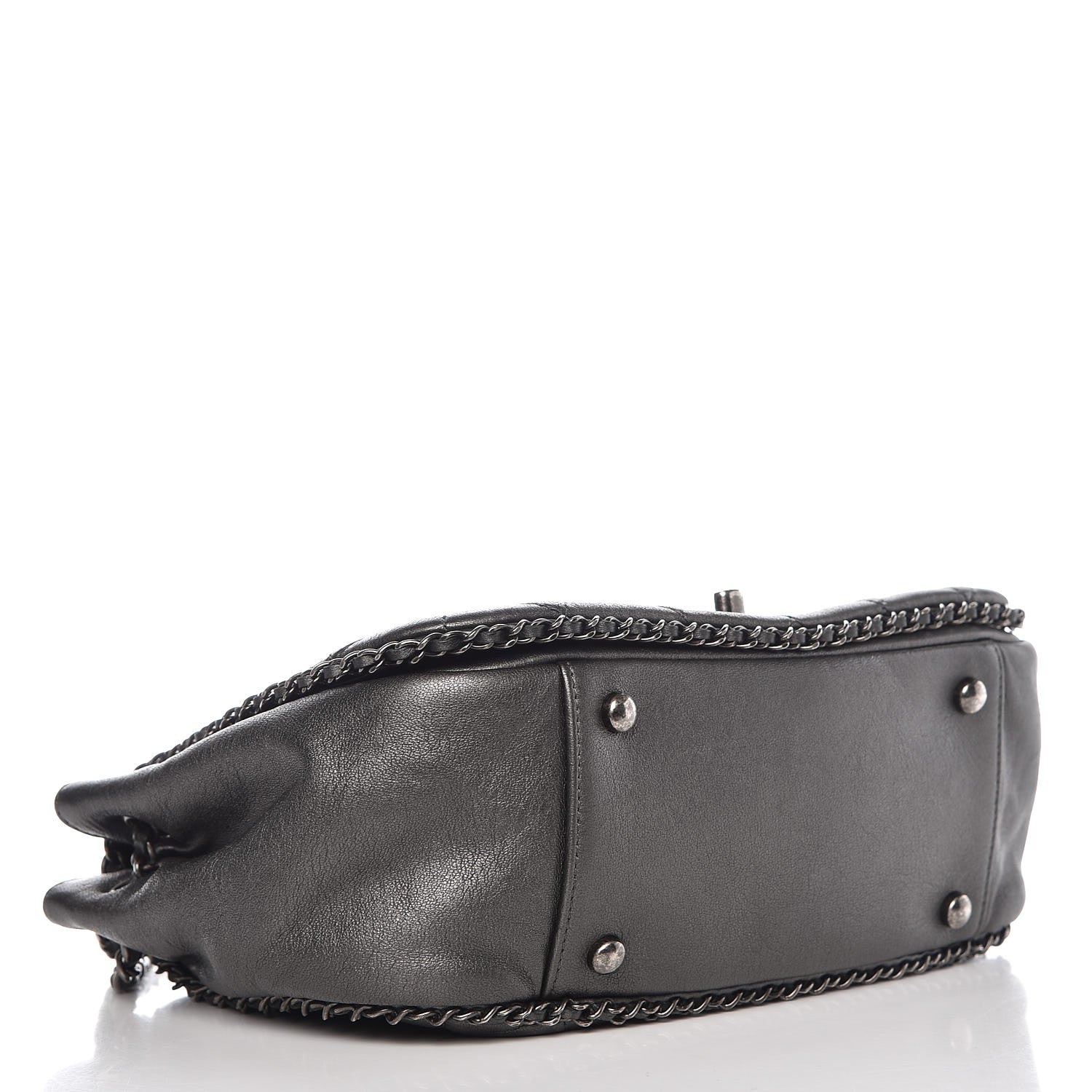 Chanel Calfskin Quilted Small CC Enchained Accordion Flap Grey 4 of 7