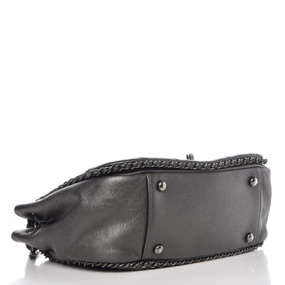 Chanel Calfskin Quilted Small CC Enchained Accordion Flap Grey 4 of 7