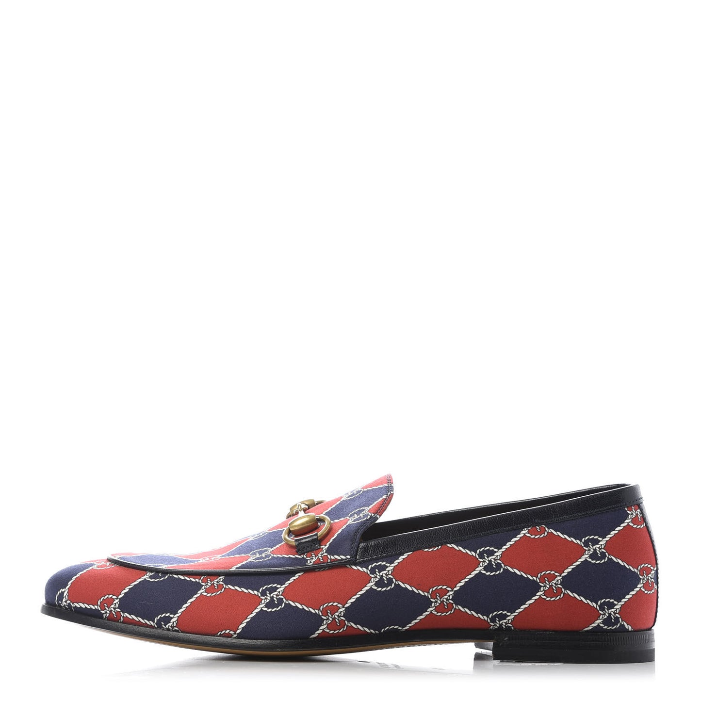 Mini GG Rhombus Chain Horsebit Mens Jordaan Loafers 6.5 Royal Bleuett Red