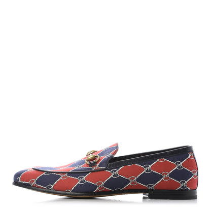 Gucci Mini GG Rhombus Chain Horsebit Mens Jordaan Loafers 6.5 Royal Bleuett Red 1 of 9