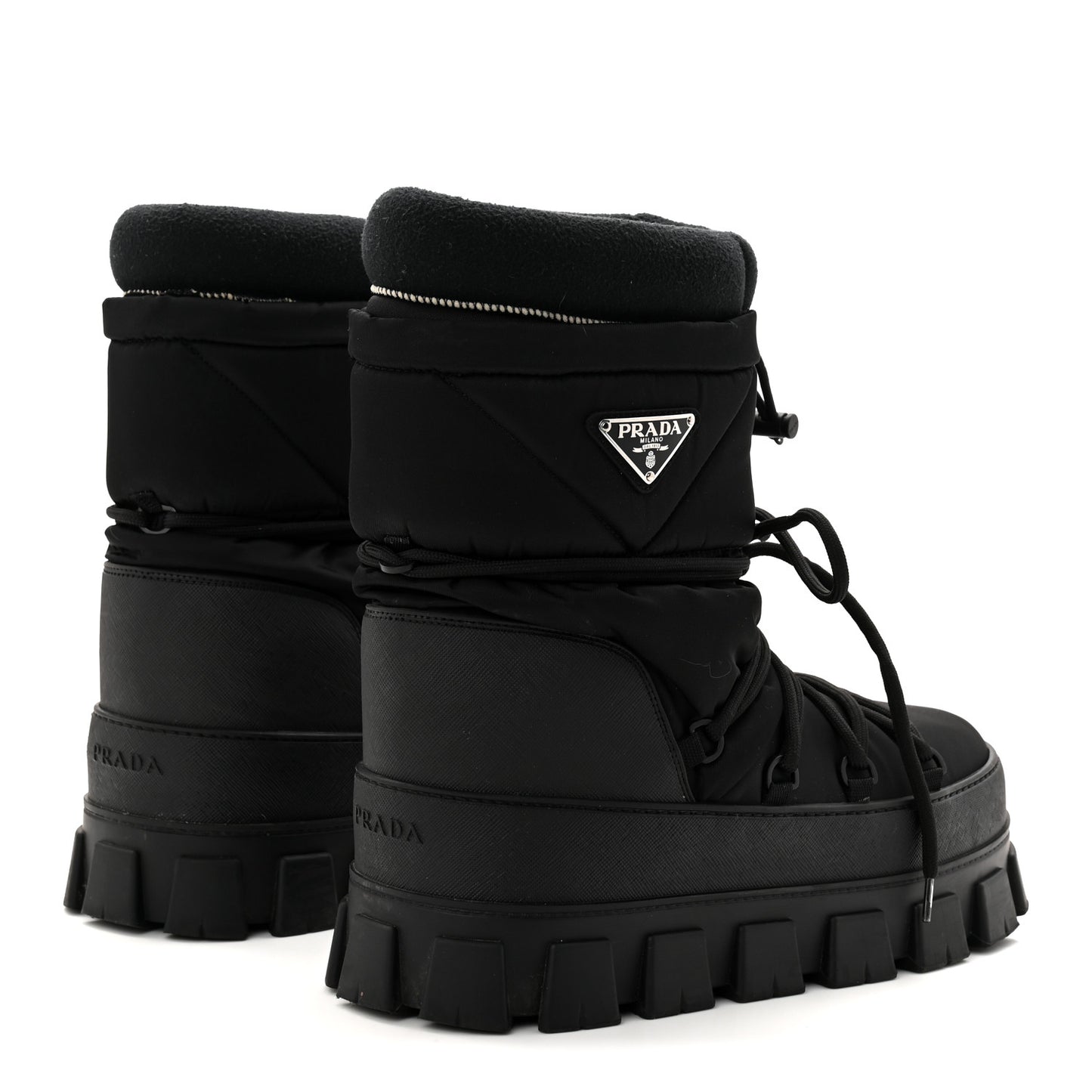 Re-Nylon Triangle Logo Apres Ski Ankle Boots 42 Black