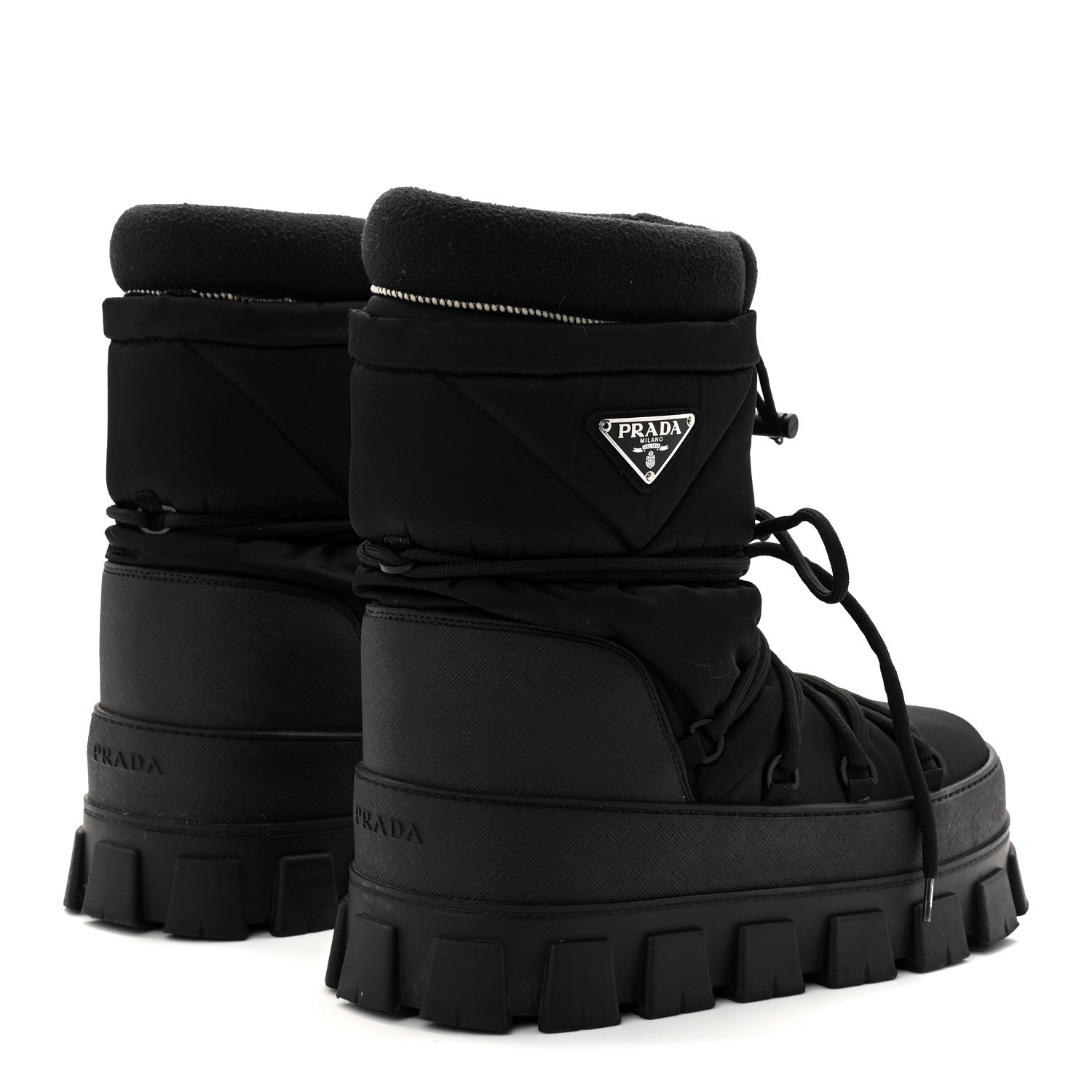 Prada Re-Nylon Triangle Logo Apres Ski Ankle Boots 42 Black 4 of 9
