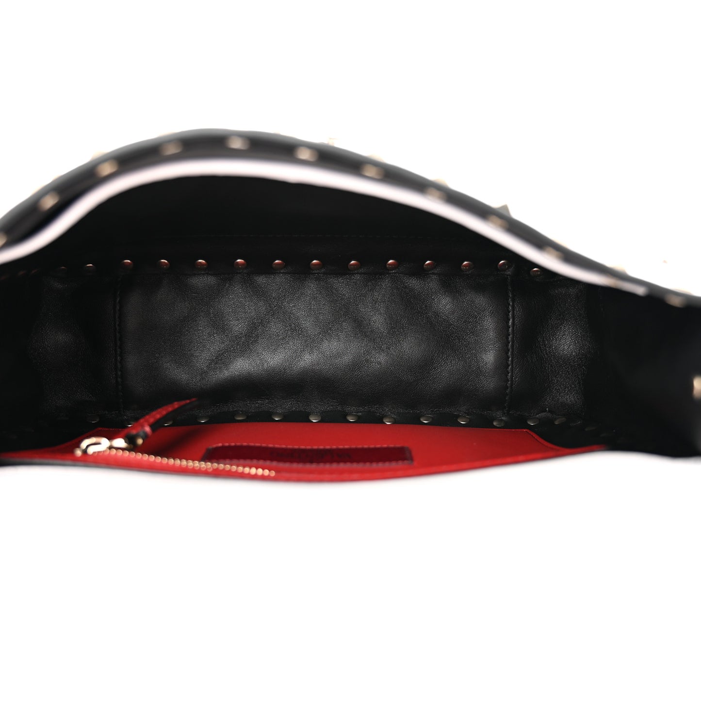 Lambskin VLTN Print Medium Rockstud Spike Shoulder Bag Optic White Black