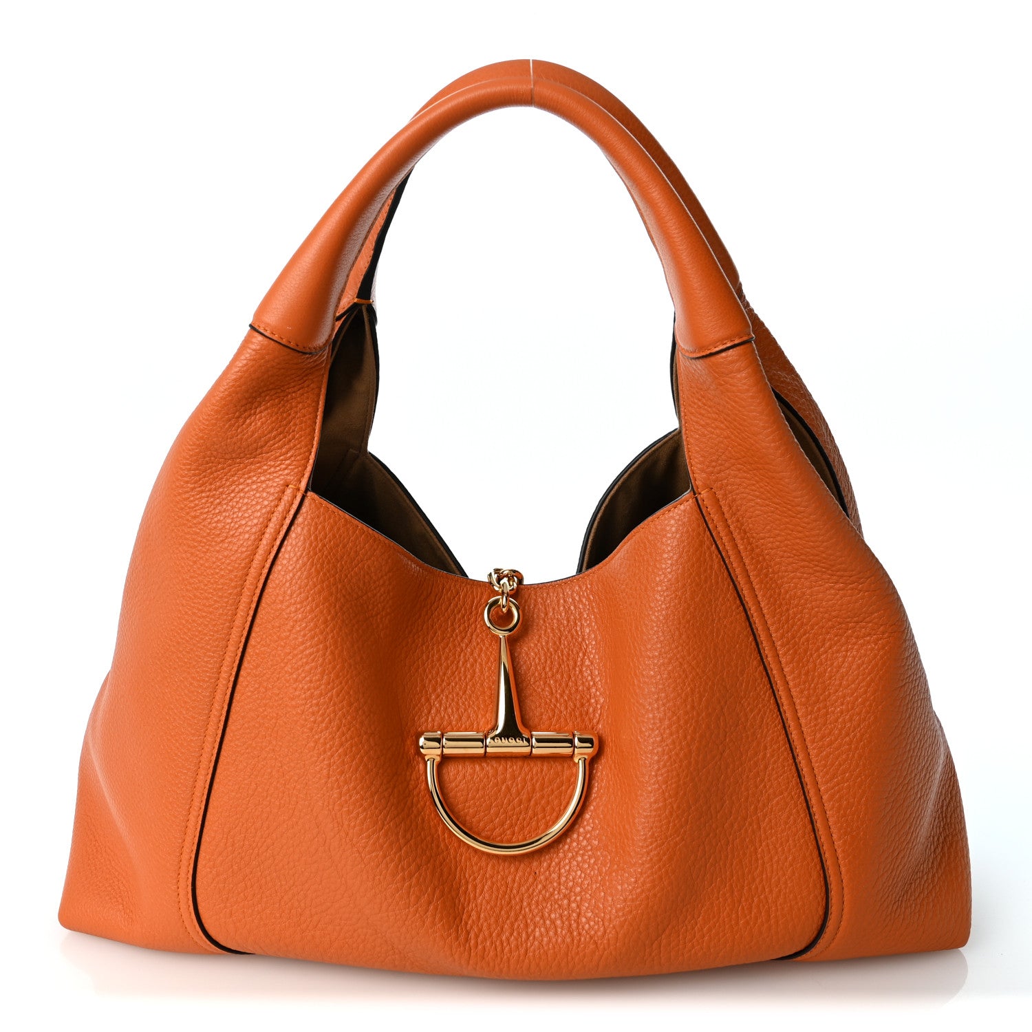 Gucci Grained Calfskin Softbit Maxi Shoulder Bag Orange 1 of 9