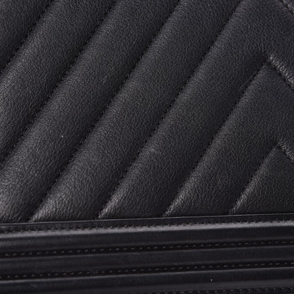 Chanel Calfskin Chevron Quilted Boy Convertible Clutch Flap Black 20 of 21