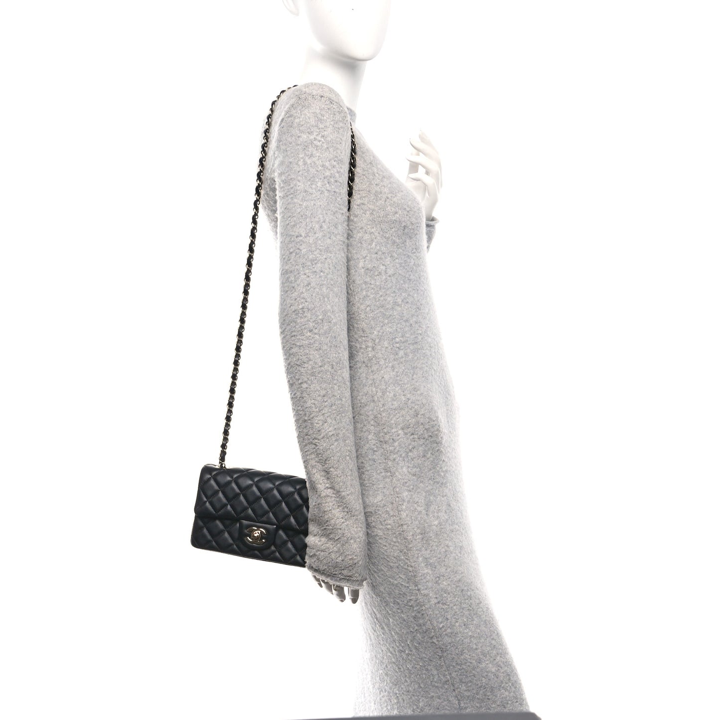 Lambskin Quilted Mini Rectangular Flap Black