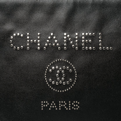 Chanel Caviar Studded Medium Deauville Pouch Black 8 of 11