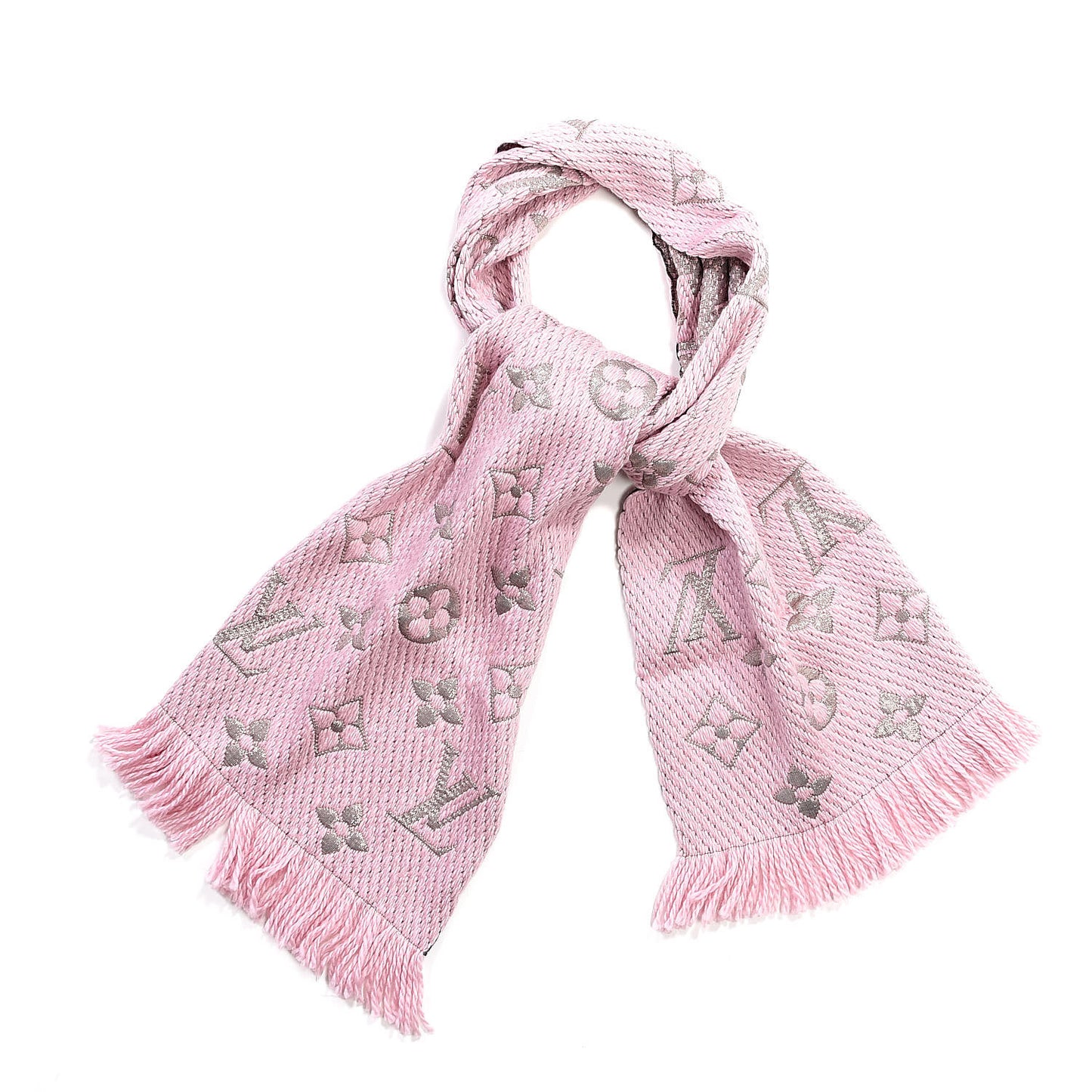 Wool Silk Logomania Rainbow Scarf Crystal Pink