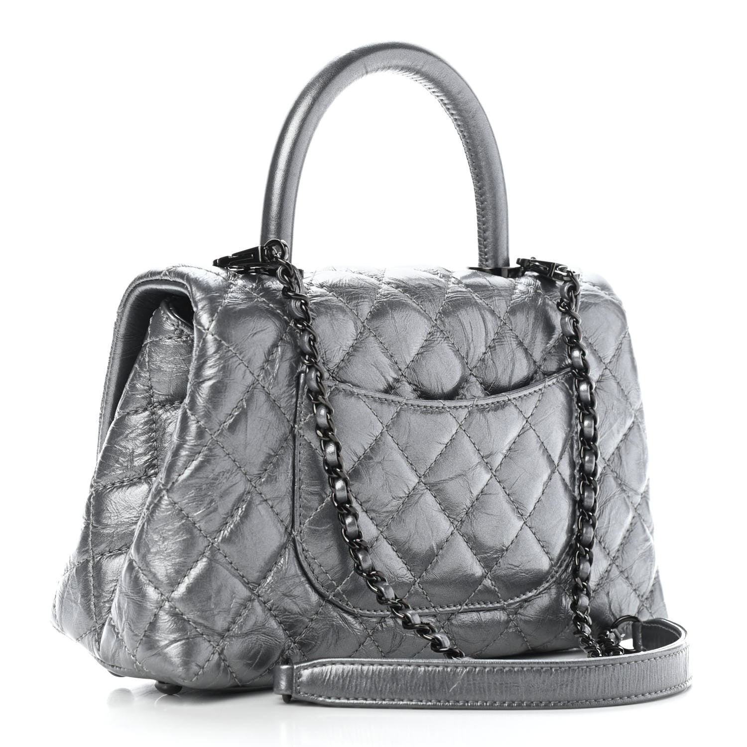 Chanel Aged Calfskin Quilted Mini Coco Handle Flap Charcoal 2 of 5