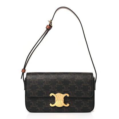Celine Canvas Calfskin Triomphe Shoulder Bag Tan 1 of 8