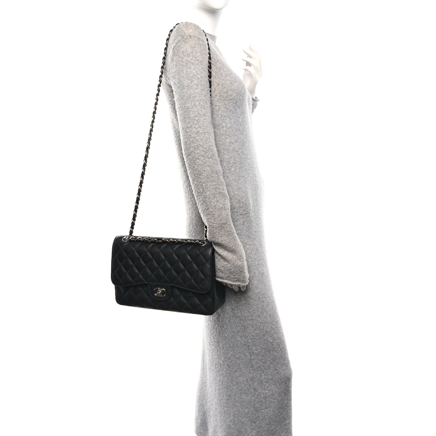 Chanel Caviar Quilted Jumbo Double Flap Black 2 of 10