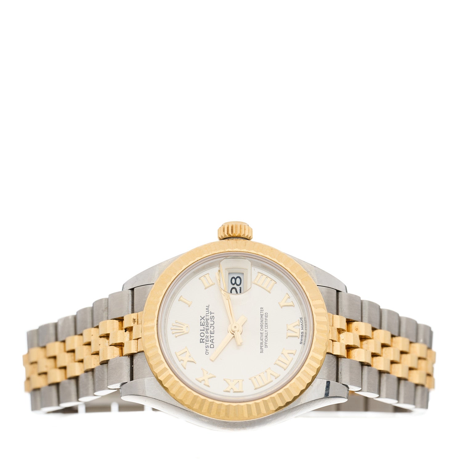 Rolex Stainless Steel 18K Yellow Gold 28mm Oyster Perpetual Datejust Watch Silver Roman 279173 2 of 5