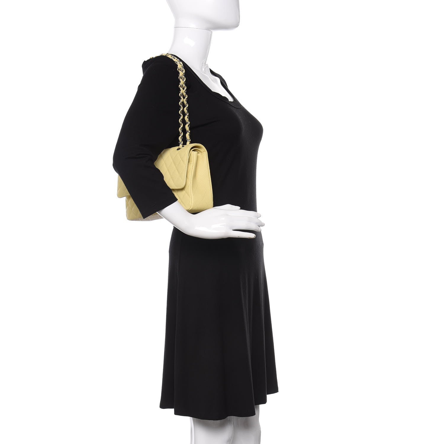 Chanel Caviar Quilted Medium Double Flap Light Yellow 2 of 11